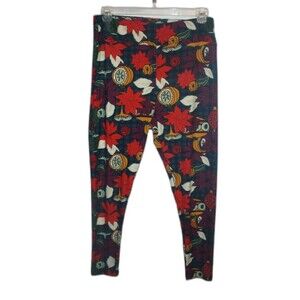 Leggings Christmas Cloths Ornament Poinsettia Design Tall and Curvy Tc2 Lularoe